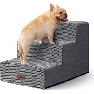 Dog Stairs for Small Dogs, 3-Step Wider Pet Stairs for Couch and Beds, Non-Slip Dog Steps for Old Cats, Puppy,15.7" H, Grey (15.7" x 21.8" x 15.7")