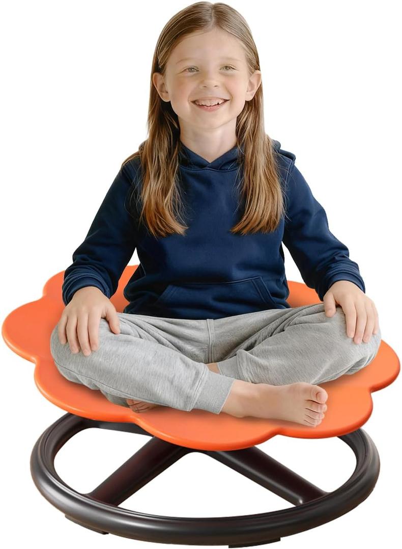 Spinning Chair for Autistic Kids Ages 3-8 Autism Sensory Toy, Orange Flower, 1.38 ft x 1.38 ft x 0.66 ft