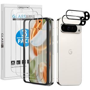 OMOTON for Google Pixel 9 Pro Screen Protector 6.3 inches, 3 Pack Tempered Glass Screen Protector & 2 Pack Camera Lens Protector, Case Friendly/9H Hardness (Not for Pixel 9/9 Pro XL)