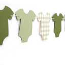 Green Bodysuit Banner - Green Gingham Banner,Baby Shower Decoration,Girl Boy Baby Shower Decor
