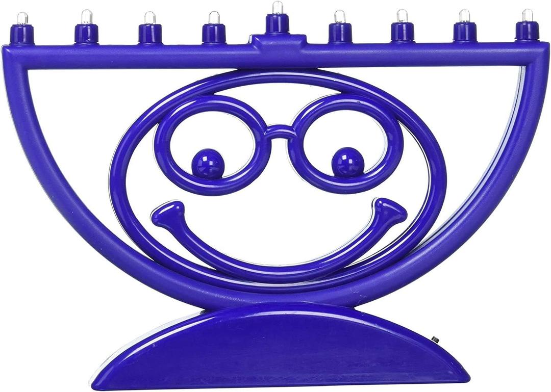 Rite Lite Hanukkah Emoji Menorah - Smiley Face Electric Menorah Light it Anywhere! Jewish Holiday Party Favors for Kids Decorations Judaica Festival of Lights Modern Hanukkah Gifts