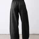 Xiaoxuemeng Linen Pants Women Wide Leg Capri Beach Pants Elastic Waisted Baggy Linen Trousers, XL