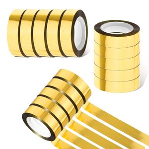 6 Rolls Gold Tape, 1/2 Inch Decorative Tape Self Adhesive Gold Mirror Tape Metallic Tape DIY Gold Graphic Art Tape Film Tape Gold Strips for Wall Decor TV Frame Crafts Decoration and Gift Box Wrapping