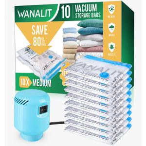Vacuum Storage Bags with Electric Pump, 10 Pack Medium Size28"x 18" Reusable Compression Space Saving Bag for Clothes, Bedding, Mattress, Blankets, Pillows, Comforters, Travel