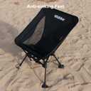 Wildhiker Ultralight Backpacking Chair Compact Camping Chairs for Adults with Pouch, Weighs 2.8 lbs with Anti-Sinking Large Feet for Beach, Hiking, Motorcycle, Travel, Festival Black
