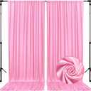 10 x 7 Feet Pink Backdrop Curtain for Partie, Background Curtains for Photoshoot, Birthday, Wedding, Halloween, Thanksgiving, Christmas, New Year Party Decorations 5Ft x 7Ft, 2 Panels