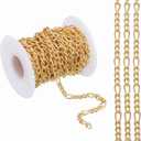 PATIKIL 16.4Ft Gold Tone Link Chain Roll for Jewelry Making, 5mm Wide Aluminum Twisted Link Chain Bulk for Jewelry Making DIY Craft Supplies Necklaces Bracelets Earring