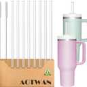AOTWAN Glass Straws for Stanley 10 Piece Set 40/30 oz Tumbler,12inch Replacement Straw for Stanley 8 Straight with 2 Brushesh,Reusable Glass Straws for Stanley Cup