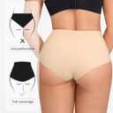 FeelinGirl Tummy Control Underwear Shapewear for Women Mid Waisted Shaping Panties Lower Belly Body Shaper Girdle (Beige, XL)