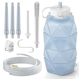 Smokitcen Collapsible Silicone Enema Bag Bottle Kit with 5.3ft Enima Hose, 5 Enema Tips, Controllable Flow Valve, 1.2 L Capacity Silicone Enama kit for Coffee and Water Colon Cleanse