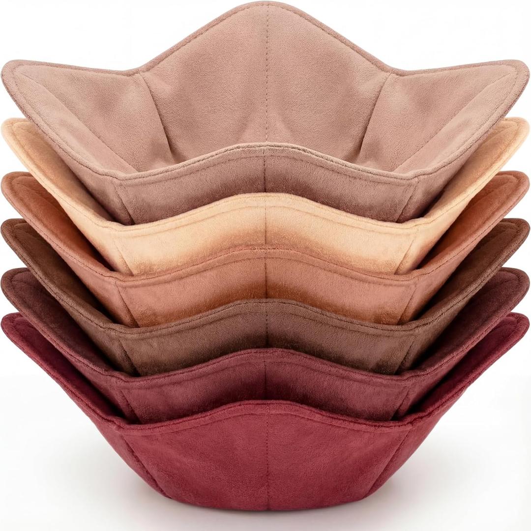 Boao 6 Pack Microwave Bowl Cozy Holder Safe Insulated Bowl Cozies Multipurpose Hot Heat Proof Soup Plate Holder to Prevent Hand from Heat and Maintain Food Warm(Rose)