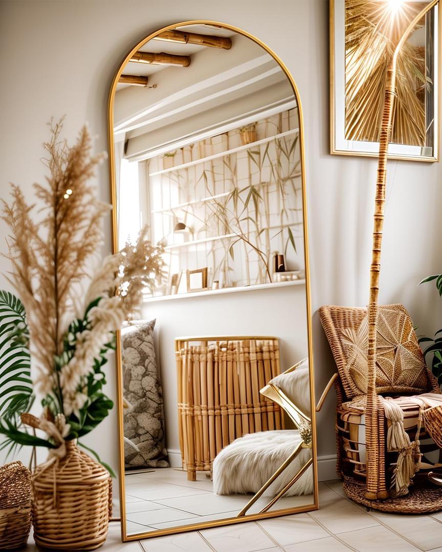 Full Length Mirror, 58"x19" Floor Mirror, Arch Floor Standing Mirror Freestanding Arch Full Body with Stand for Bedroom, Hanging Mounted for Living Room Cloakroom, Gold