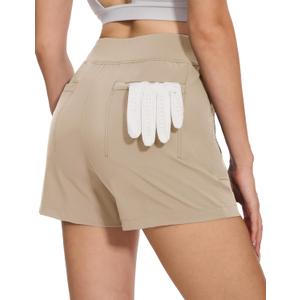 MAGCOMSEN Women's 4" High Waisted Hiking Golf Shorts 4 Pockets Ladies Comfy Summer Outdoor Casual Athletic Shorts, Medium