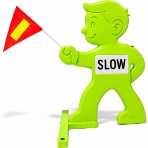 Slow Children At Play Safety Signs for Street, 31 Inch Kids At Play Safety Signs for Street Neighborhoods Schools Driveway, Slow Down Kids At Play Sign with Reflective SLOW Sticker & Warning Flag