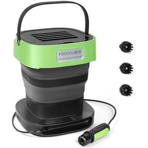 FOOCO LB05 Cordless Pressure Rinseless Sprayer Washer W/Foldable 3.2gal Water Tank, Any-Length Lock Auto-Rewind Hose Reel, Portable Power Washer for Cars, Bikes, Fishing Gear, Garden & Outdoor