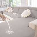 hyha Waterproof Couch Cushion Covers, Stretch Magic Sofa Seat Slipcover, Waterproof Sectional Couch/Sofa Cushion Covers for Pets Washable with Elastic Bottom(Large, Taupe)