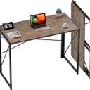 Coavas Folding Desk No Assembly Required, 39.4 inch Writing Computer Desk Space Saving Foldable Table Simple Home Office Desk,Brown