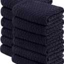 Wealuxe Super Absorbent Kitchen Towels 12 Pack - Premium 100% Cotton Kitchen Towels, 450GSM Thick Machine Washable Navy Dish Towels for Kitchen Drying, Cleaning, Dobby Weave, Unmatched Quality (15x26)