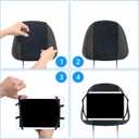 Car Headrest Mount Silicon Holder, Universal Tablet Holder in Back Seats, Car Mount Angle-Adjustable Car Headrest Holders Fits All 7-12.9 inch Tablets/Game Machines