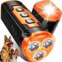 1-Touch Dog Bark Deterrent Devices with 3 Sonic Heads,Portable 50ft Range Anti Barking Device for Dogs,Rechargeable & Safe Dog Training Tool with Flashlight,Helps Improve Dog's Behavior Orange