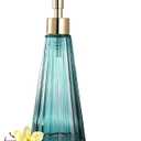 EMPO Vintage Elegant Glass Soap Dispenser, Liquid Soap/Sanitizer/Shampoo Bottle with Golden ABS Pump, Rustic Farmhouse Decor Hand Soap Dispenser Bathroom Accessories (Ocean Teal)