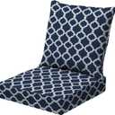 Arden earthFIBER Outdoor Deep Seat Cushion Set, 24 x 24, Rain-Proof, Fade Resistant, Deep Seat Bottom and Back Cushion for Chair, Sofa Sapphire Blue Garden Trellis
