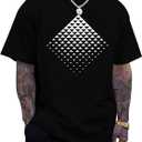 Mens Graphic T-Shirts Triangle Geometric Gradient Art Short Sleeve Summer Top Crewneck Casual Tees for Men (Large, Black)