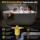Freestanding Tub Drain Kit, Freestanding Bathtub Rough-in Kit, Nickel-Plated Brass & PVC Adapter, Fits 1-1/2" Threaded Male & Female Drains, Dual Leak-Proof, Fits All Freestanding Tubs, 1 Pack