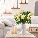 6 Pcs Yellow Artificial Peonies Flowers with Buds, 18.9" Silk Peony Bouquets Bulk for Home Decor Indoor, Lifelike Faux Peonies Stems for Wedding Table Centerpiece