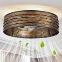 20'' Flush-Mount Ceiling Fan with Light and Remote, Reversible Motor, Perfect for Bedroom, Living room, Kitchen, Outdoor Gazebo, Patio, Low-Profile Design Cage (Bronze)