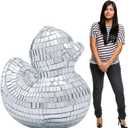 Disco Ball Style Duck Cardboard Cutout Stand-Up – 44" x 50" (1 Pc) - Ideal for Parties, Events & Retro Themed Decor