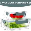 VERONES 10 Pack Glass Meal Prep Containers, Airtight Glass Lunch Containers, Stackable Glass Food Storage Containers Set with Lids,Exclusive of BPA,for Microwave, Oven, Freezer & Dishwasher,Grey