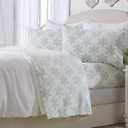 Great Bay Home 3-Piece Velvet Plush Micro Fleece Twin Size Sheet Set - Deluxe Microplush Non-Pilling Bed Sheets- Lavish Sherpa Winter Bedding Set (Large Snowflake)