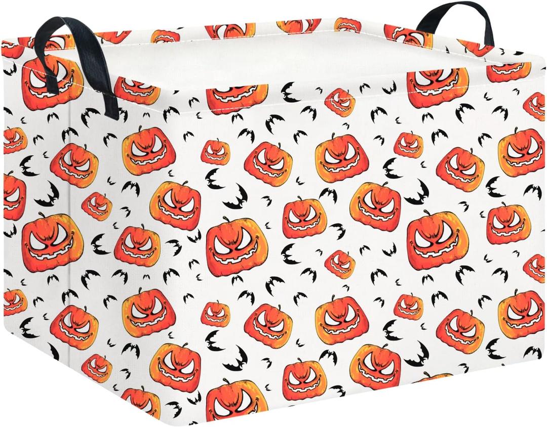 Rectangle Storage Basket with Handles,Collapsible Storage Bin,Books Box,Gift Basket(Angry Pumpkin) Rectangle Storage Basket with Handles,Collapsible Storage Bin,Books Box,Gift Basket(Angry Pumpkin)