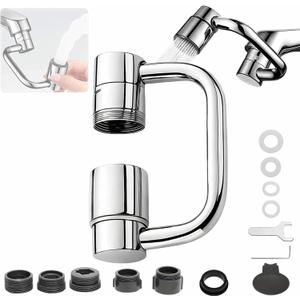 U Shape Faucet Extender - 360 Rotatable Universal Faucet Aerator Extension Attachment for Bathroom Sink & Kitchen Sink, Splash-Free Dual-Mode Flow, Easy Install with Adapters(1)