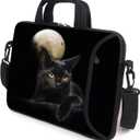 Amary 13" 13.3" Laptop Sleeve Chromebook Case Adjustable Shoulder Strap With Handle Accessory Pocket (Cat)