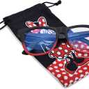 Minnie Mouse Blue Light Blocking Glasses with Pouch Disney Computer Glasses for Women Eyewear Screen Protection (Red/Black)