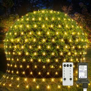 Soiarllt 12ft x 5ft 360LED Bush Net Lights, Connectable Outdoor Mesh Bush Lights with 8 Modes, Timer, Dimmer, Memory Function, Waterproof for Indoor Outdoor Decor. Warm White