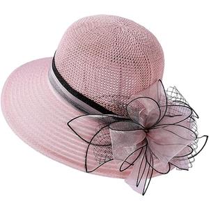 KORADI Women Organza Kentucky Derby Hat Fascinators Bucket Bowler Hat for Tea Party Bridal Wedding Church Dress Hat Sun Cap (One Size, Purple)