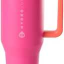 HydroJug Traveler - 40 oz Water Bottle with Handle & Flip Straw - Fits in Cup Holder, Leak Resistant Tumbler-Reusable Insulated Stainless Steel & Rubber Base - Gifts for Women & Men, Orchid