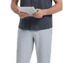 VEBOON Men's Short Sleeve Button Down Shirts Cotton Lightweight Stretch Moisture Wicking Dress Shirt with Pocket (L)