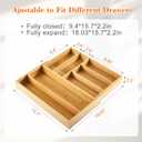 Briwooody Bamboo Sliding Desk Drawer Organizer 9.4'' up to 18'' x 15'' x 2'' Expandable Office Desk Accessories Supplies Tray with 7 Compartments for Pens, Notebooks, Rulers, and Makeup Jewelry Vanity