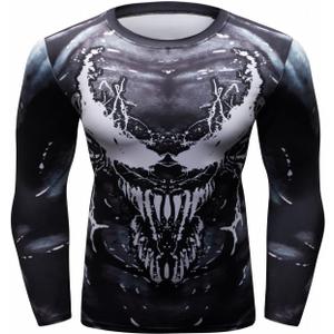 Red Plume Men's Anime Series Compression Sports Shirt Skin Running Long Sleeve Tee (Style C, XXL)