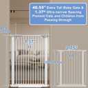 Extra Tall Baby Gate, 40.55" Tall, Fits 40.6"-54.7" Wide Openings, Pressure Mounted Walk-Through Dog Gate, 1.37" Narrow Bar Spacing, Auto Close, White