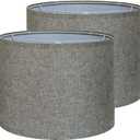 Drum Lamp Shades Set of 2, Modern Gray Fabric Lamp Shades for Table Lamps, 13"x13"x10" Cylinder Lampshades, Contemporary Linen Drum Shades, Easy Assembly, Fits Standard Harp(Gray)