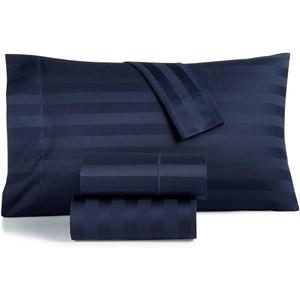 Charter Club Damask Stripe King 4-Pc Sheet Set, 550 Thread Count Pure Supima Cotton (Navy)