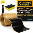 EPDM Rubber Roofing Seam Tape Kit - 30 Feet x 6 Inch - Double Sided Butyl Tape Black Self Adhesive for Liner Bonding Sealing Repairs Works with EPDM TPO Hypalon and Other Membranes