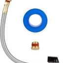 Hromee Extended Tank Drain Assembly Kit with 10 Inch Braided Steel Hose 1/4 Inch Drain Valve and Elbow Fitting for Air Compressor