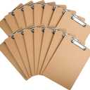 HappyHapi 16 Pack Clipboard 8.5 x 11 Letter Size Clip Boards Bulk, A4 Wooden Hardboard Office Clipboards Pack for Classroom, Work-Meetings, Brown