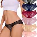Sunm Boutique Sexy Underwear for Women, Cheeky Womens Lace Panties, Seamless Bikini for Ladies (6 Pack - Black/Blue/Wine Red/Dusty Pink/Nude/Light Pink)